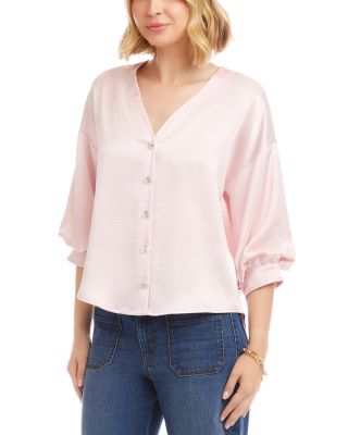 Lantern Sleeve Satin Shirt