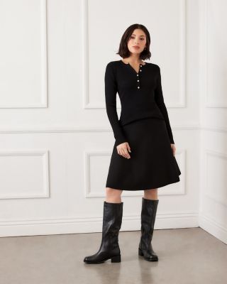 Henley Ribbed Knit Sweater