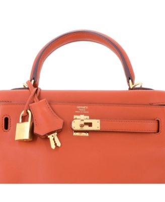  Kelly 25 Handbag Orange Swift with Gold Hardware