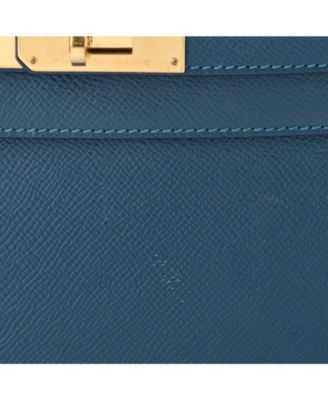  Kelly 28 Handbag Blue Epsom with Gold Hardware
