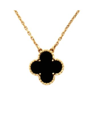  Vintage Alhambra Pendant Necklace 18K Gold and Onyx