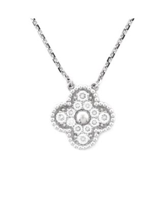  Vintage Alhambra Pendant Necklace 18K White Gold and Diamonds