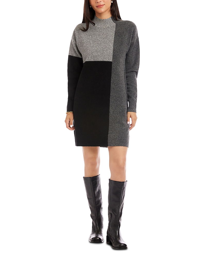 Karen Kane Colorblock Long Sleeve Sweater Dress In Multi