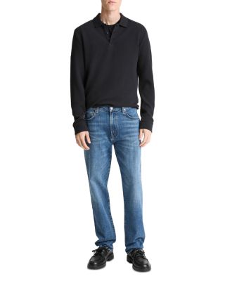 Long Sleeve Basket Weave Polo Shirt