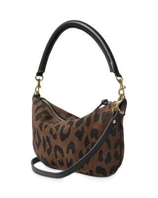 Petit Moyen Leopard Print Suede Bag
