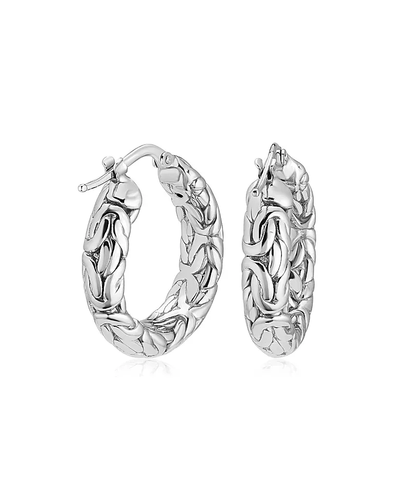 Oradina Sterling Silver Byzantine Artisan Hoops