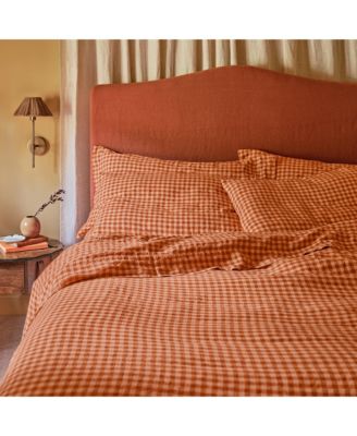 Colour Drenched Gingham Linen Blend Duvet Cover