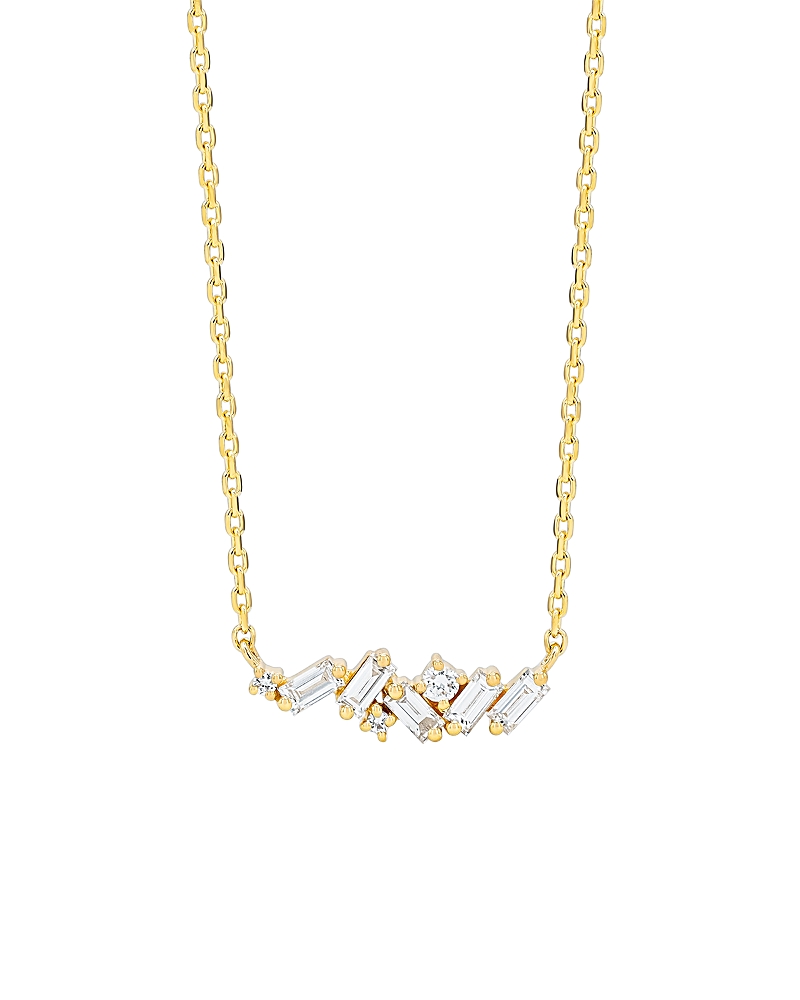 Suzanne Kalan 18K Yellow Gold Classic Diamond Baguette & Round Bar Necklace, 16-18