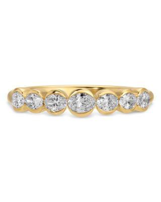 14K Yellow Gold EF Collection Diamond Oval Half Bezel Band