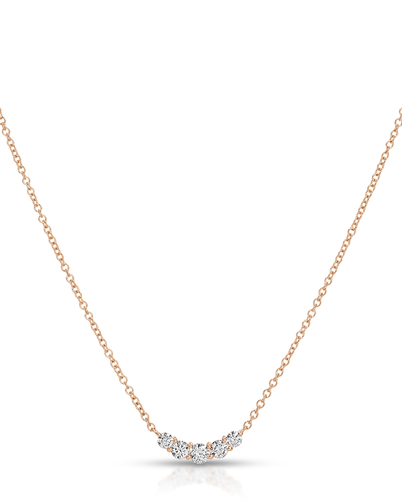 Ef Collection 14K Yellow Gold Ef Collection Diamond Graduated Oval Curved Arc Bar Necklace, 16