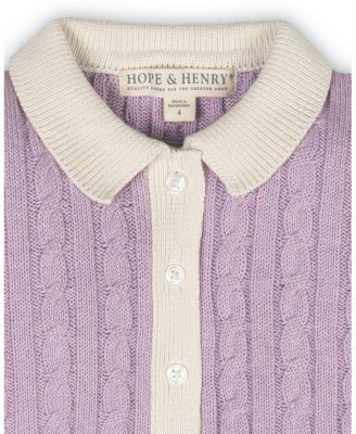  Girls' Organic Short Sleeve Collared Button Front Sweater Dress - Little Kid, Big Kid