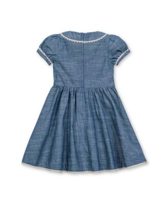  Girls' Organic Puff Sleeve Pintuck Chambray Dress - Little Kid, Big Kid