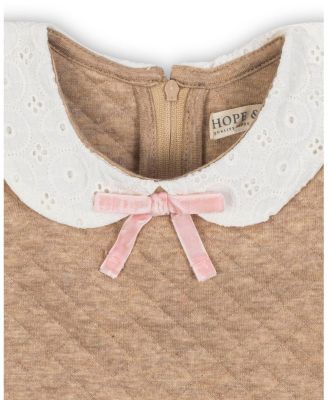  Girls&#39; Short Sleeve Quilted Dress with Eyelet Collar - Little Kid, Big Kid