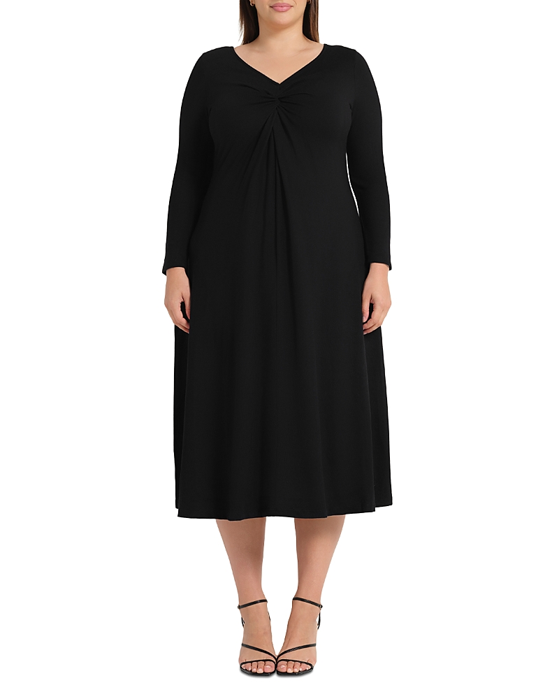 Estelle Plus Equinox Long Sleeve Dress In Black