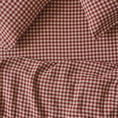 Gingham Linen Fitted Sheet, Queen