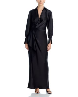 Satin Long Sleeve Maxi Gown - Exclusive