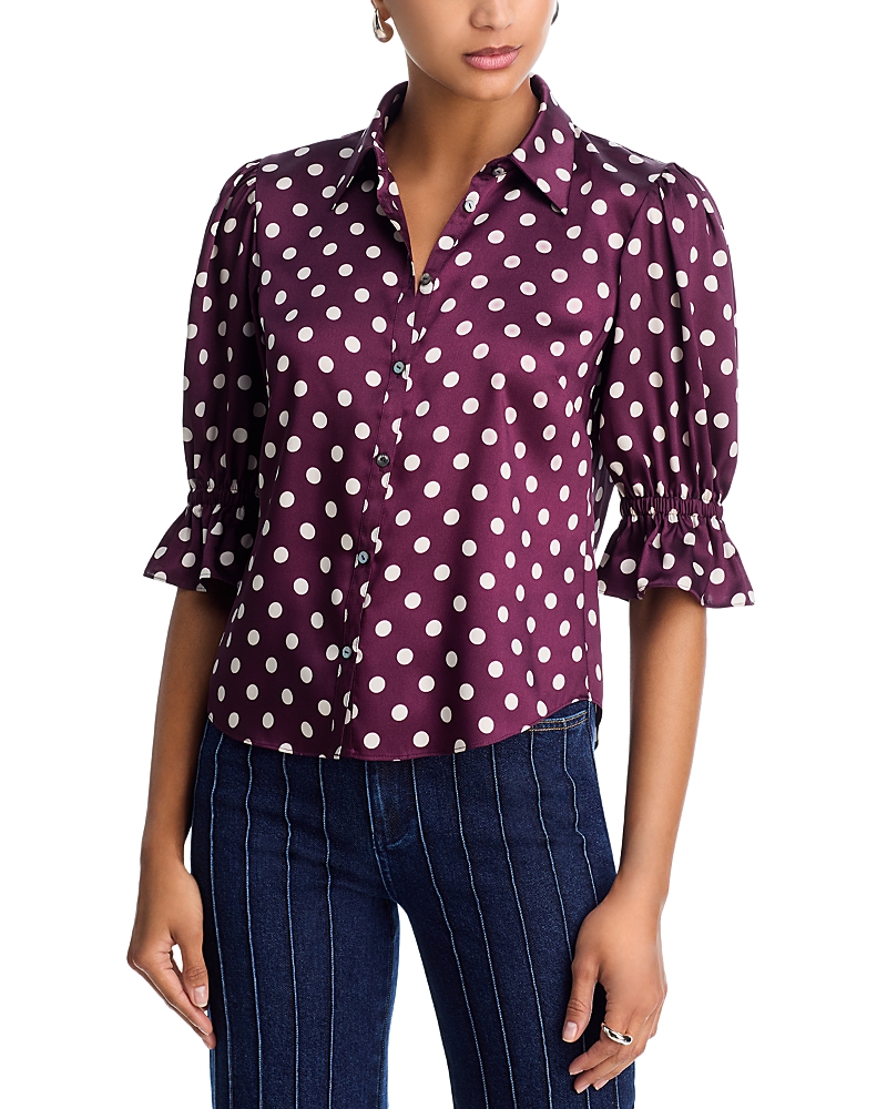 Cinq À Sept Cinq A Sept Camille Polka Dot Silk Blouse In Multi
