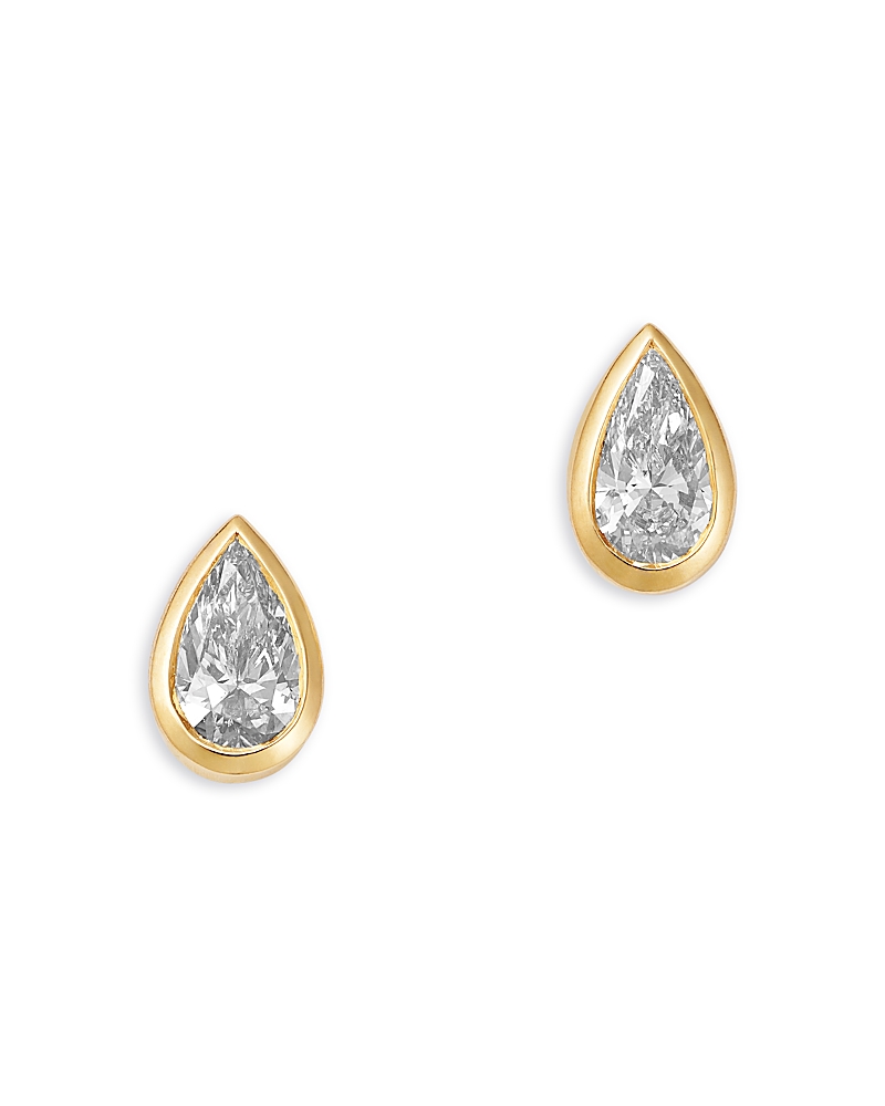 Bloomingdale's Fine Collection Luxe Collection Certified Lab Grown Diamond Pear Bezel Stud Earrings In 14k Yellow Gold, 0.5 Tcw In Gold
