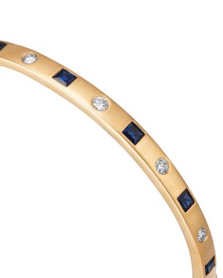 Gemstone & Diamond Bangle Bracelet in 14K Yellow Gold
