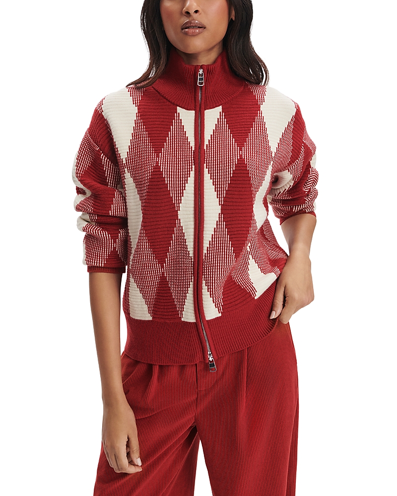 Varley Karina Jacquard Knit Jacket In Red