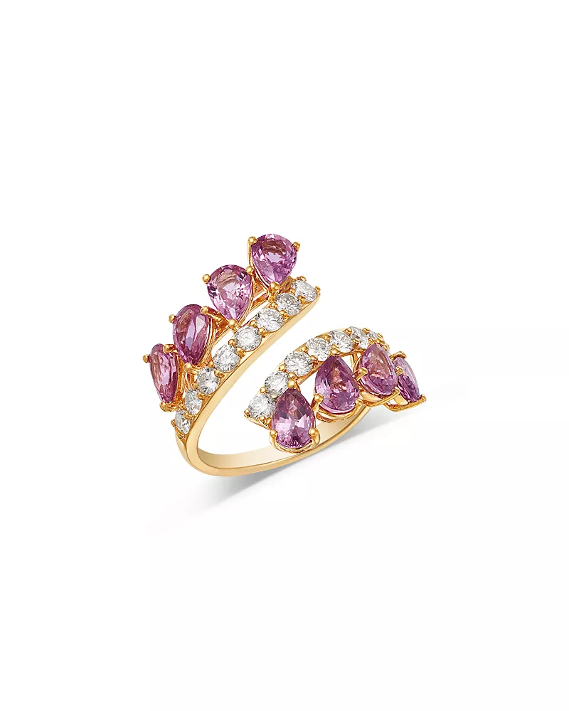 Bloomingdale's Fine Collection Pink Sapphire & Diamond Bypass Ring in 18K Yellow Gold