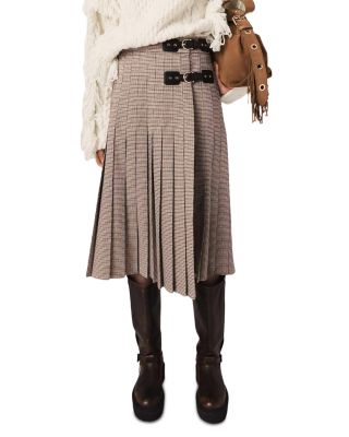 Jeligora Houndstooth Pleated Skirt