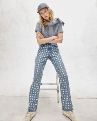 Shea High Rise Relaxed Straight Jeans in Kingston Stud