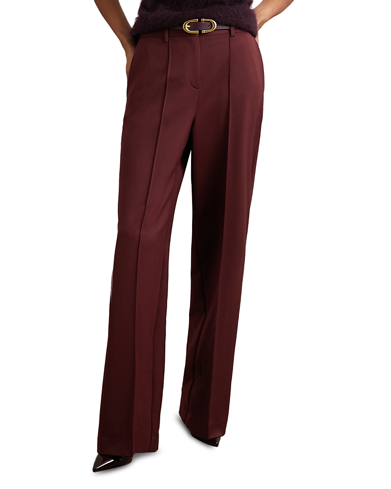 Reiss Luisa Wide Leg Pants In Burgundy