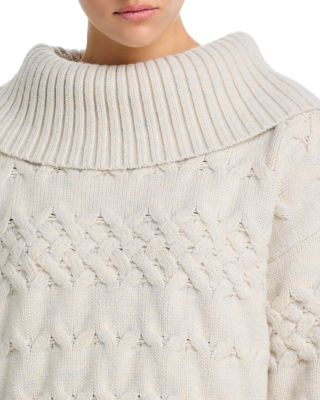 Maureen Cowl Neck Mixed Cable Knit Pullover Sweater
