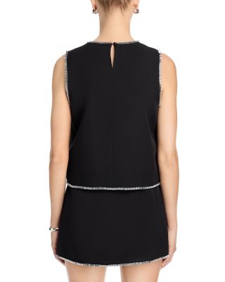 Rhinestone Trim Sleeveless Top - Exclusive