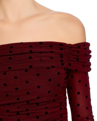 Off The Shoulder Polka Dot Mesh Top - Exclusive