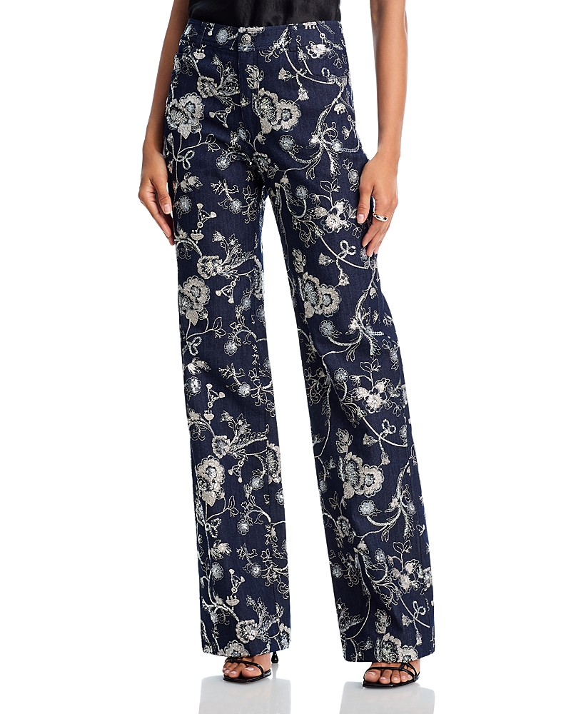 Cinq a Sept Garden High Rise Embroidered Denim Nolita Jeans