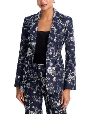 Cinq a Sept Garden Embroidered Denim Cheyenne Blazer