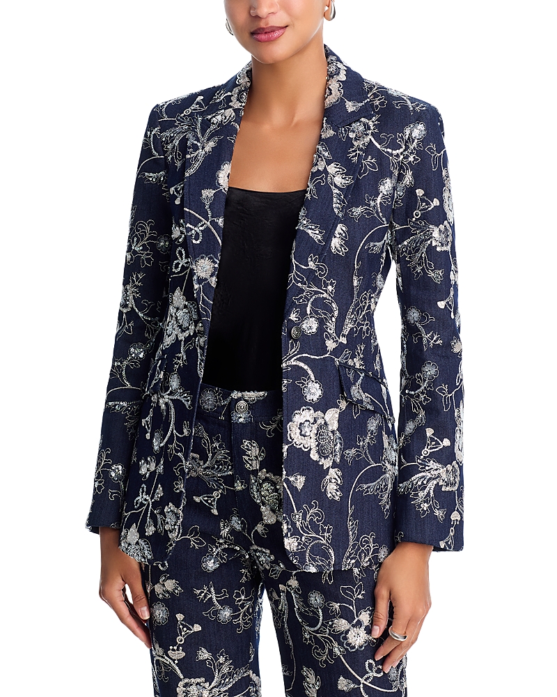 Cinq a Sept Garden Embroidered Denim Cheyenne Blazer