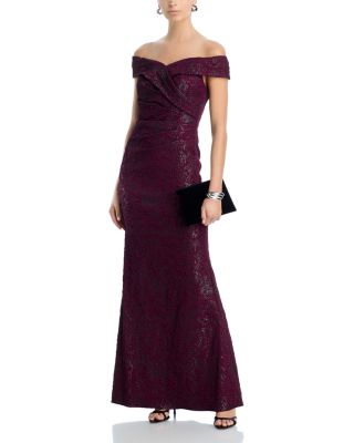 Off-the-Shoulder Jacquard Gown