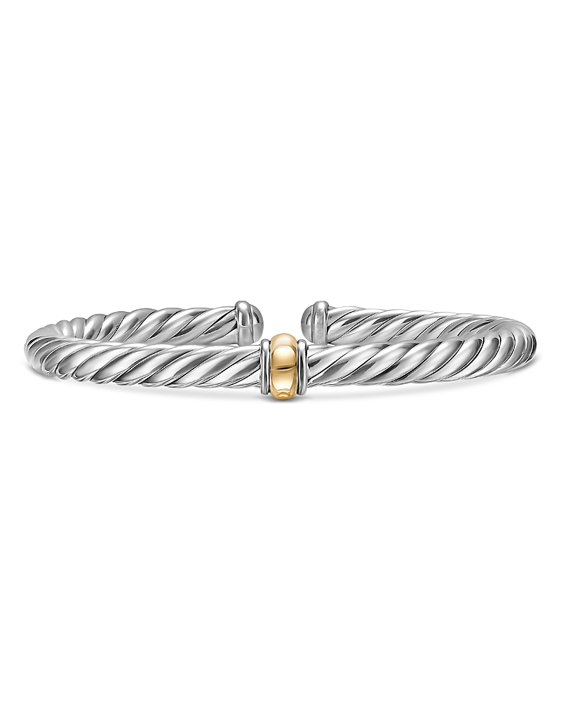David Yurman Cable Flex Center Station Bracelet in Sterling Silver with 14K Yellow Gold, 6mm