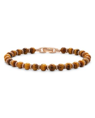 Spiritual Beads Bracelet in 18K Yellow Gold with Tiger's Eye and Cognac Diamonds, 6mm
