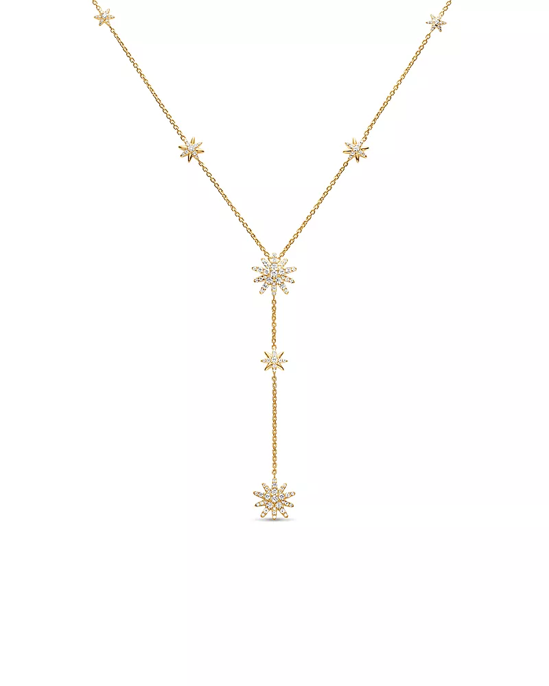 David Yurman Starburst Y Necklace in 18K Yellow Gold with Diamonds, 76.7mm