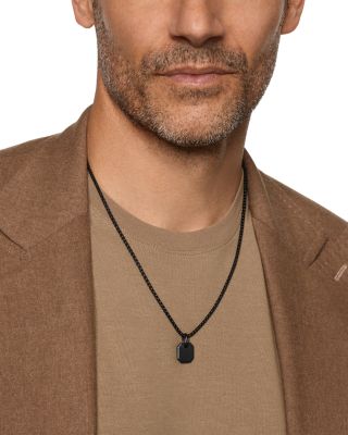 Men's Octagonal Amulet in Sterling Silver or Black Titanium, 15mm