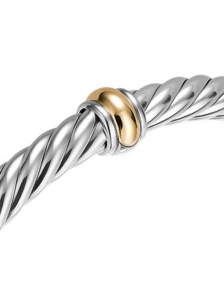 Cable Flex&reg; Center Station Bracelet in Sterling Silver with 14K Yellow Gold, 6mm