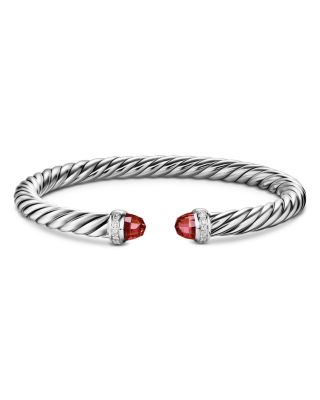 Cable Flex&reg; Bracelet in Sterling Silver with Rhodolite Garnet and Diamonds, 6mm