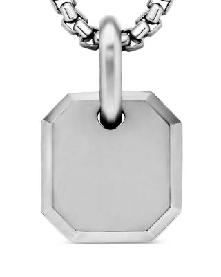 Men's Octagonal Amulet in Sterling Silver or Black Titanium, 15mm