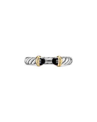Petite Cable Open Ring in Sterling Silver with 14K Yellow Gold, 3.4mm