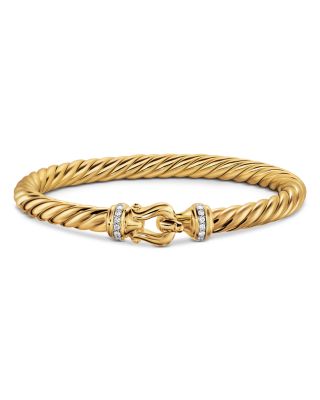 Cablespira&reg; Buckle Bracelet in 18K Yellow Gold with Diamonds, 6mm