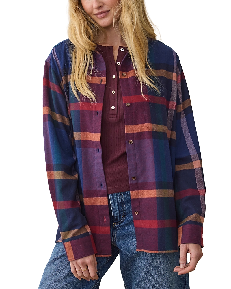 Marine Layer Jane Plaid Relaxed Fit Organic Cotton Plaid Button-up Shirt In Multi