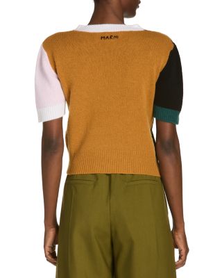 Cashmere Color Blocked Short Sleeve Sweater