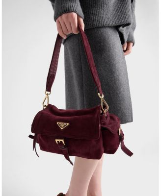 Explore Medium Suede Shoulder Bag With Flap