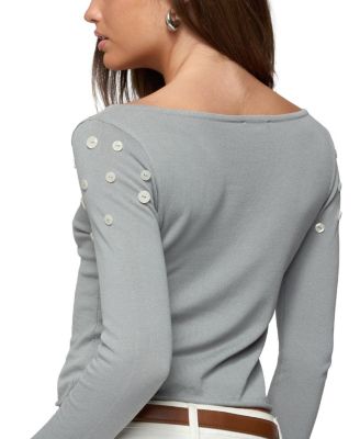Iridescent Button Boat Neck Top