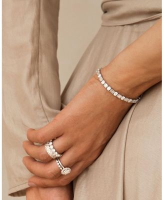  Mixed Shape Tennis Bracelet in 14K White Gold, 6.6ctw Emerald & Brilliant Round VRAI Created Lab Grown Diamonds