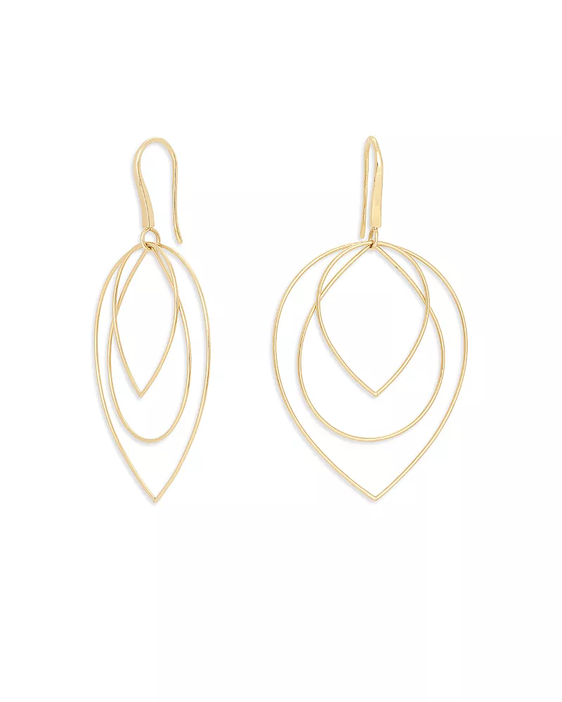 Lana Jewelry 14K Yellow Gold Three Tier Multi Shape Drop Earrings